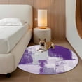 thumbnail image 3 of Modern Oil Painting Round Area Rug 3.3 FT, Non Slip Small Entryway Kitchen Mat, Purple Grey Abstract Graffiti Art Washable Soft Circular Rug Non-Shedding Door Mat for Bathroom Playroom Kids Room, 3 of 9