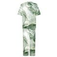 thumbnail image 5 of Atogsazn Summer Lounge Sets for Women Plain Short Sleeve Blouse Wide Leg Pants Cotton Linen 2 Piece Casual Beach Outfits Green XXXXL on Clearance, 5 of 5