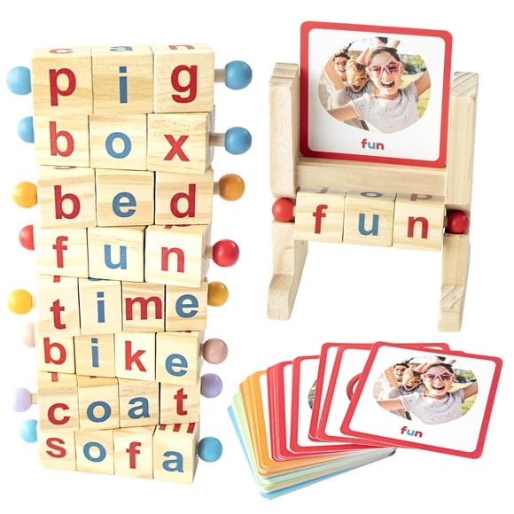 Juego educativo Montessori de bloques de lectura y tarjetas didácticas