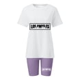 thumbnail image 5 of ibiyuan Shorts Sets Women 2 Piece Outfits Stylish Women's Casual Two Piece Set Round Neck Short Sleeve Top and Shorts Outfit, 5 of 5