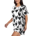 thumbnail image 2 of Naloa Retro Rooster Women's Short-Sleeved Pajama Set, Loungewear, Summer pajamas, Breathable Cozy - XX-Large, 2 of 9