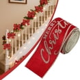 thumbnail image 2 of Christmas Velvet Ribbon, 6.3cm Wide 2M Merry Christmas Glitter Print, Red Wrapping Decor, 1 Roll, 2 of 5