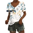 thumbnail image 2 of Summer Saving Wycnly Womens Blouses and Tops Dressy Fashion Going out Loose Fit Comfy Lightweight Ladies Tshirts Summer Floral V-Neck Short Sleeve Cute Tees Tops White l, 2 of 5
