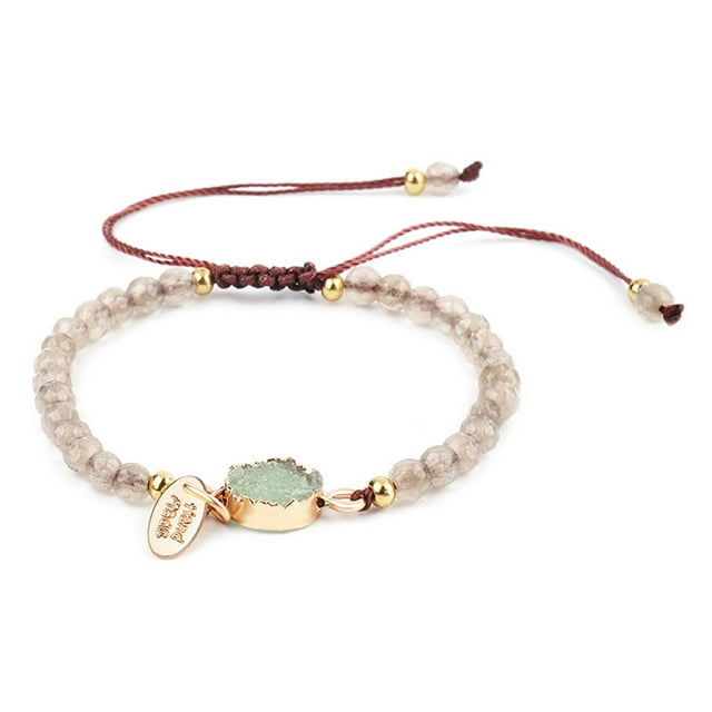 Wweixi 4mm Natural Stone Bracelets Hand-Woven Rope Chain Exquisite Beads Bracelet Weaving Chains Beautiful Handmade Jewelry Green