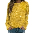 thumbnail image 1 of Bowake Sweat à Manches Longues à Sequins pour Femmes Col Rond Décontracté Hauts Pailletés pour Sortir Blouses de Fête, 1 of 4