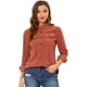 thumbnail image 1 of INSPIRE CHIC Blusa de pana informal con bolsillos delanteros y botones de manga larga para mujer Naranja roja XS, 1 of 5