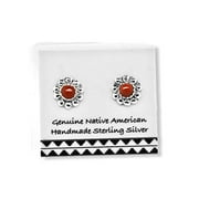 6mm Genuine Red Coral Stud Earrings, Sterling Silver, Authentic Indigenous New Mexico Tribe Handmade, Nickel Free