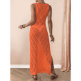 thumbnail image 6 of Women'S Crochet Coverups Sleeveless Beachwear Dresses Side Slit Maxi Beachwear Orange One Size, 6 of 8