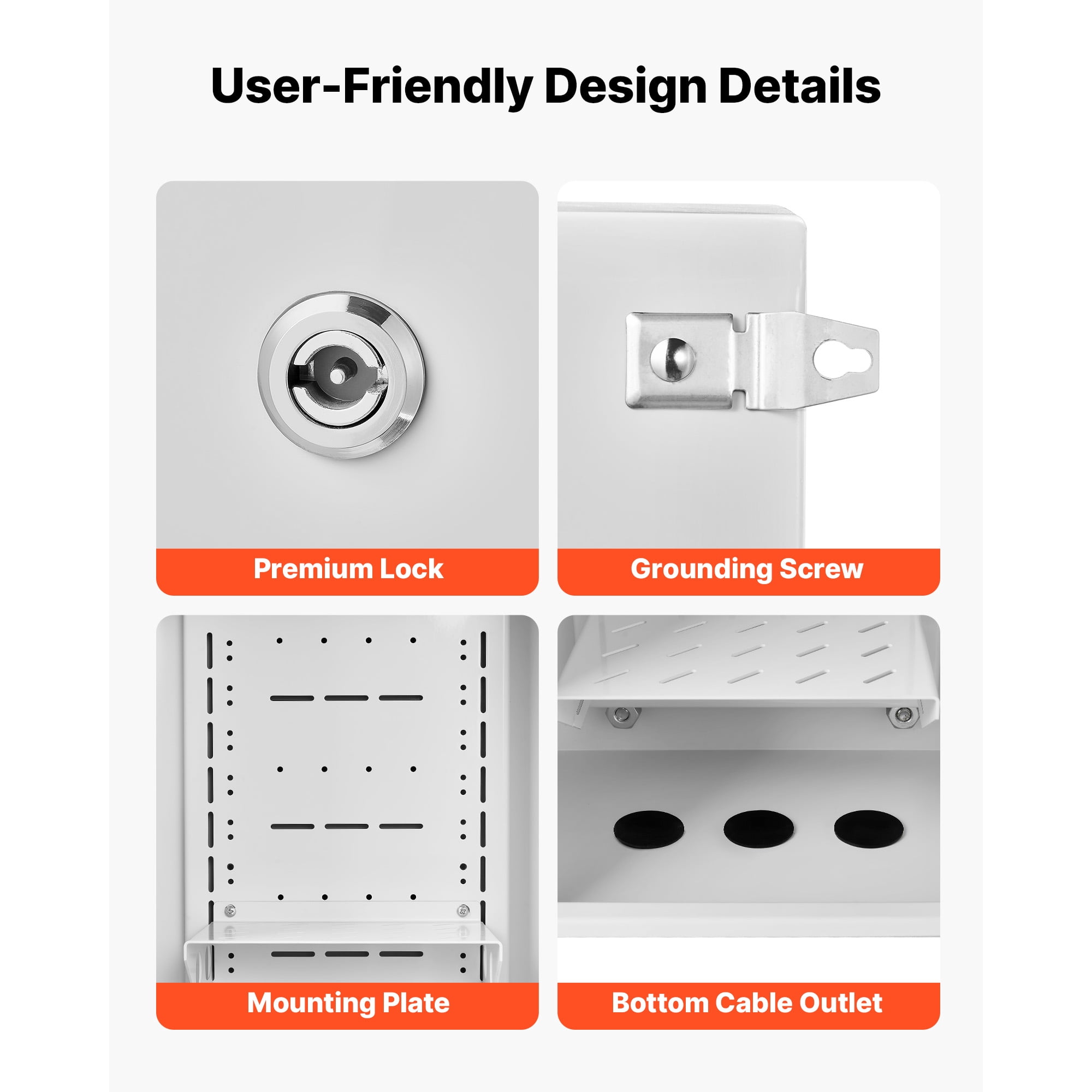KFFKFF Outdoor Electrical Enclosure, Cold-Rolled Steel, Junction Box with Built-In Thermostat and Fan, Weather Hood, Ventilated Structure, IP65 Waterproof Hinged Design,16 x 12 x 8 in