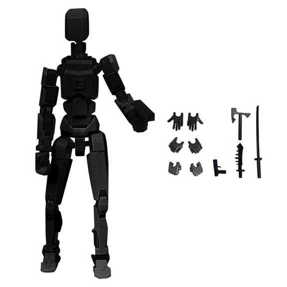 Titan 13 Action Figure, N13 Action Figures, T13 Action Figure 3D Printed Robot Multi-Jointed Movable, Desktop Decorations for Game Lovers (Black)