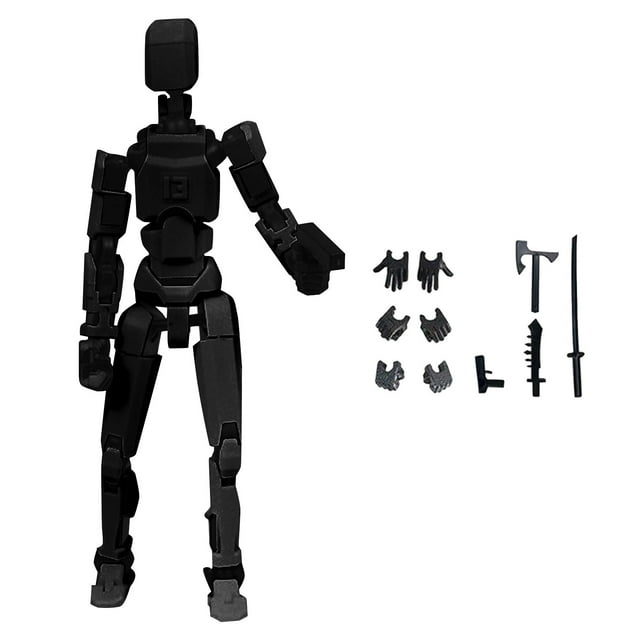 T13 Action Figure Robot, Titan 13 Action Figure,Titan Action Figure, Stikbot Toys with Weapon Accessories, Ideal Gift for Children and Adults (Black)