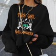 thumbnail image 2 of Chandails en Molleton d'Halloween pour Femmes Imprimé Squelette de Citrouille Surdimensionné Automne Chaud Doux Manches Longues Col Rond Pull Tops, 2 of 5