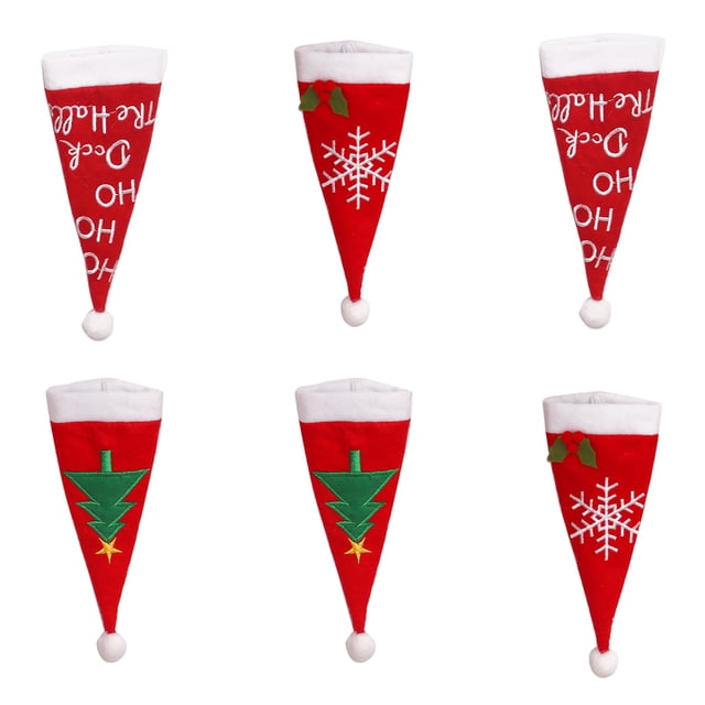 CIMAXIC Noël 6 Pcs Housses de Rangement pour Couverts de Table de Noël Housses pour Vaisselle Porte-Fourchettes,7.09"X2.76"X0.08 Pouces