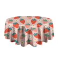 thumbnail image 5 of Red Strawberry Plants Fruit Flower Pink Pattern Round Tablecloth 60"x60",Wrinkle Wipeable Table Cloth for Kitchen Dining Room Picnic Patio Party, 5 of 6