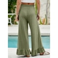 thumbnail image 6 of Eytino Womens Trousers Casual Drawstring Elastic Waist Wide Leg Ruffle Hem Palazzo Pants with Pockets, 6 of 8