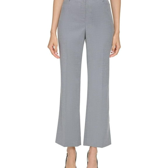 Calvin Klein Womens Pinstriped Casual Trouser Pants, Grey, Petite, 12P