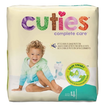 Cuties Baby Diaper Size 4, day and night protection 22 to 37 lbs., 25 Count, 1 Pack