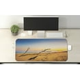 thumbnail image 2 of Driftwood Computer Mouse Pad, Washed up Driftwood on the Sandy Shoreline at Sunrise Digital Image, Rectangle Non-Slip Rubber Mousepad X-Large, 35" x 15" Gaming Size, Blue and Sand Brown, by Ambesonne, 2 of 2