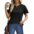 thumbnail image 4 of UVN Blouses for Women Summer Short Sleeve Shirts Casual Crew Neck Pleated Tunic Tops, 4 of 10