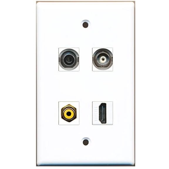 RiteAV - 1 Port HDMI 1 Port RCA Yellow 1 Port 3.5mm 1 Port BNC Wall Plate