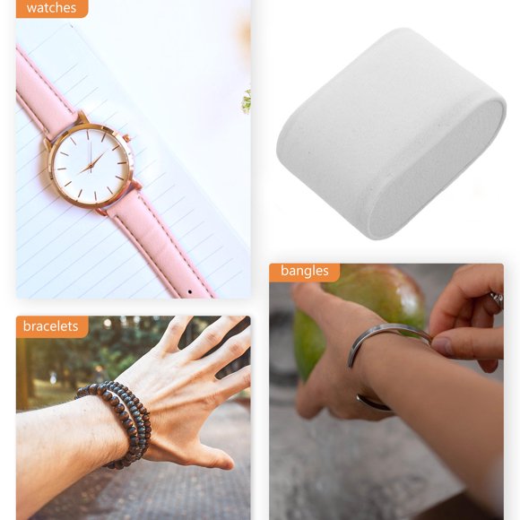 NUOLUX 8Pcs Watch Cushion Pad White Plush Fabric Comfortable Support for Watch Display and Storage
