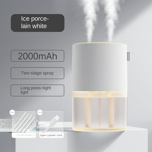 Household air purification humidifier, 1.5L double spray large fog volume, pure humidification, night light lighting, automatic power-off and anti-dry burning.