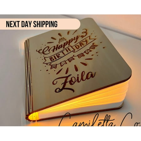 

Custom Book Light Wood Engraved Personalized Magnetic Lamp Night Light Book Lamp 6-8 Hours of battery. Wedding Gift. Folding lamp