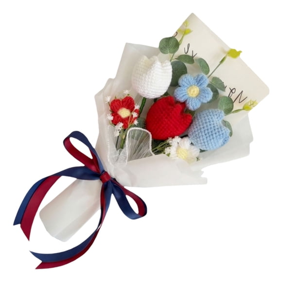 Red White Blue Artificial Rose Bouquet Independence Day Themed Forever For Memorial Day Home Decor 4th of july decoration tricolor patriotic artificial flower