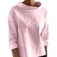 thumbnail image 1 of Timegard Womens Tops Half High Collar Long Sleeve Loose Fitting Shirts BlousesSolid Color Fall Fashion, 1 of 6