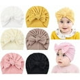 thumbnail image 2 of 6 Pack Soft Stretchy Turban Hats with Knotted Big Bow Caps Beanies Bonnets Headwraps Hair Accessories for Baby Girls Infants Toddlers Kids, 2 of 4