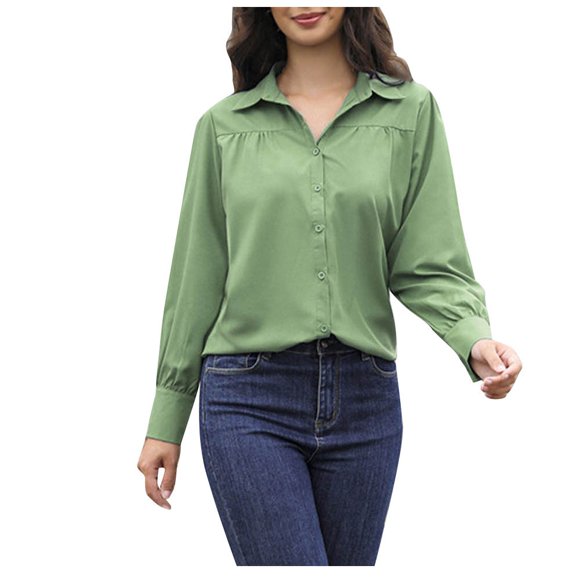 cfhntfmh Dress Shirts for Women Formal Lantern Long Sleeve Buttons down Tops Business Casual Collared Work Office Blouses