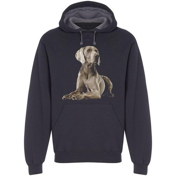 Weimaraner Dog Is Laid Down Hoodie Men -Image by Shutterstock, Male Small