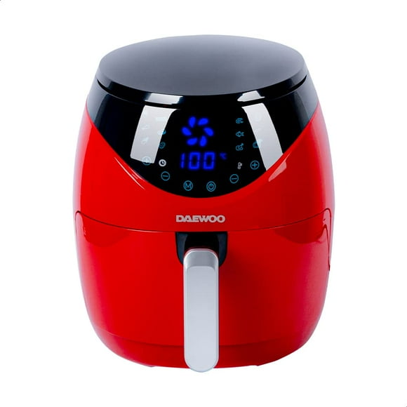 DAEWOO Freidora de Aire Digital roja Daewoo 4.6 lts., 12 programas preestablecidos, pantalla LED, temporizador, potencia de 1500 W.