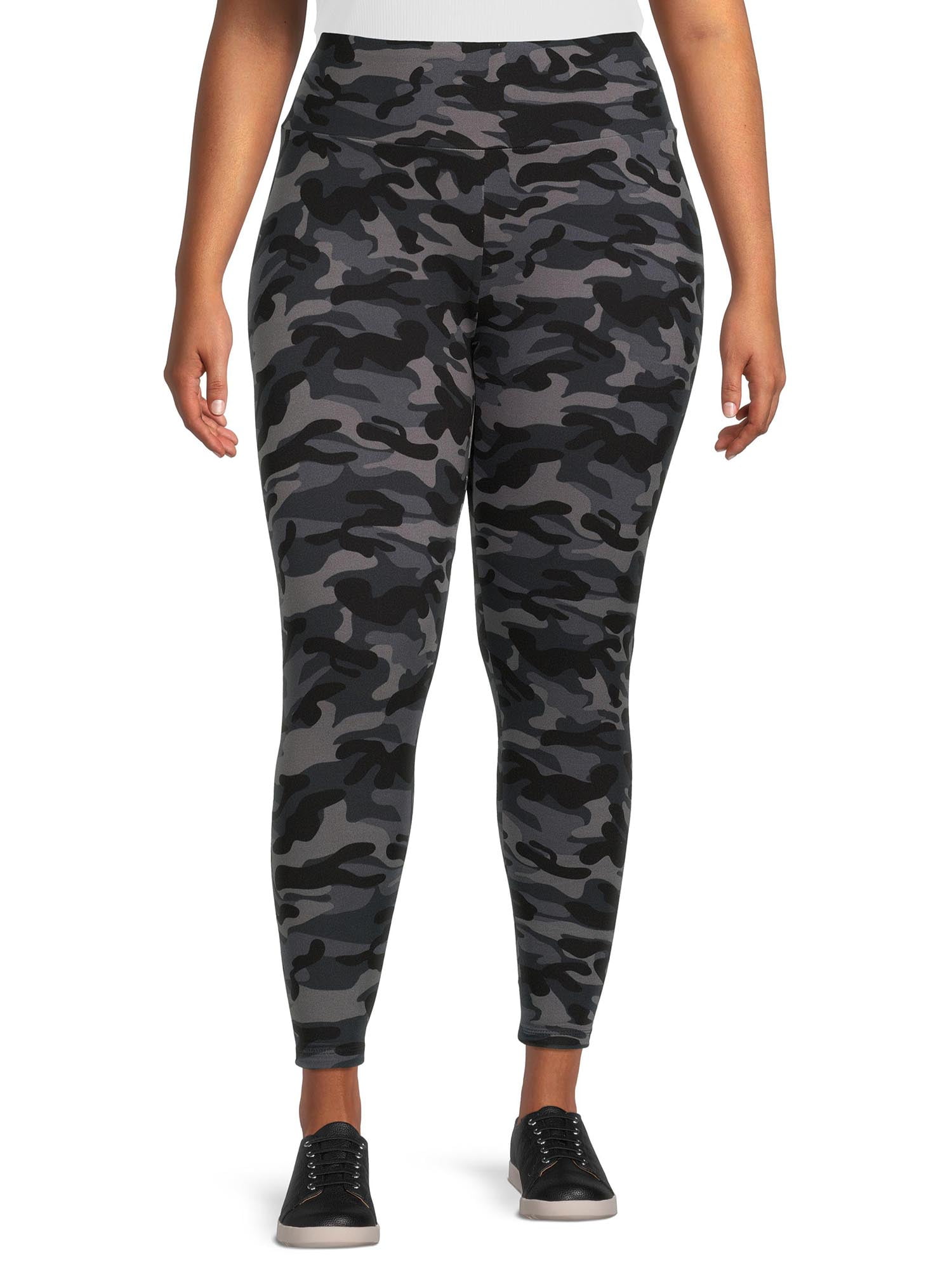 Feathers Plus size Women’s Cozy Lightweight Fleece-Lined Stretch Multipack Leggings for Everyday Wear, 2 Pack, Sizes 1X-4X