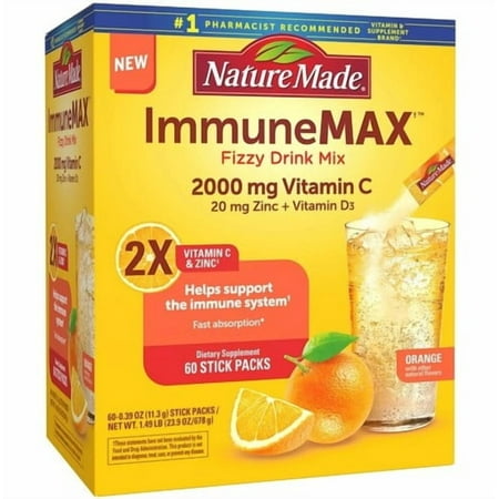 ImmuneMAX Fizzy Drink Mix, with Vitamin C, Vitamin D and Zinc Supplement for Imm