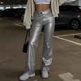 thumbnail image 2 of ZyeKqe Pants for Women High Waisted Straight Leg Stretch Solid Color Going out Trousers with Pockets, 2 of 10