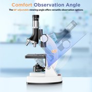 BEBANG 50PCS Kids Microscope Kit, 100X-1200X Compound Microscope Science Kit with LED Light, Carrying Box,