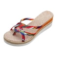 thumbnail image 7 of Espadrilles for Women Bow Slide Sandals Strappy Wedge Platform Heels Casual Summer Dressy Flip Flops Red Size 10, 7 of 7
