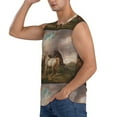 thumbnail image 3 of Gaeub Three Horses Oil Painting Men's Sleeveless Muscle Shirts Workout Tank Tops, Odor Protection and Comfortable - 3X-Large, 3 of 8