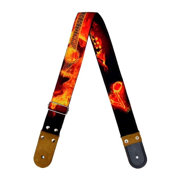 Correa para guitarra Strap o Tahali para guitarra acústica, bajo eléctrico, guitarra eléctrica Kidam Guitar on Fire