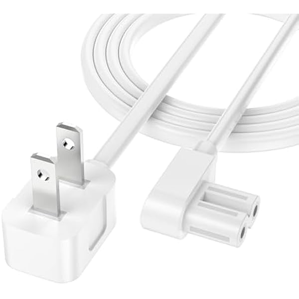 Chenchen 10ft 90 Degree Power Cord for Sony PS5/PS3 Slim, Xbox Series S/X, Xbox One S/X, 2 Prong C7 Universal TV Power Cable Replacement, Sleek Minimalist Design, White