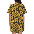 thumbnail image 3 of Bingfone Sunflowers Print Pajamas Sets for Women Soft Short-Sleeved Pjs with Lounge Shorts Two Piece Sleepwear, 3 of 8