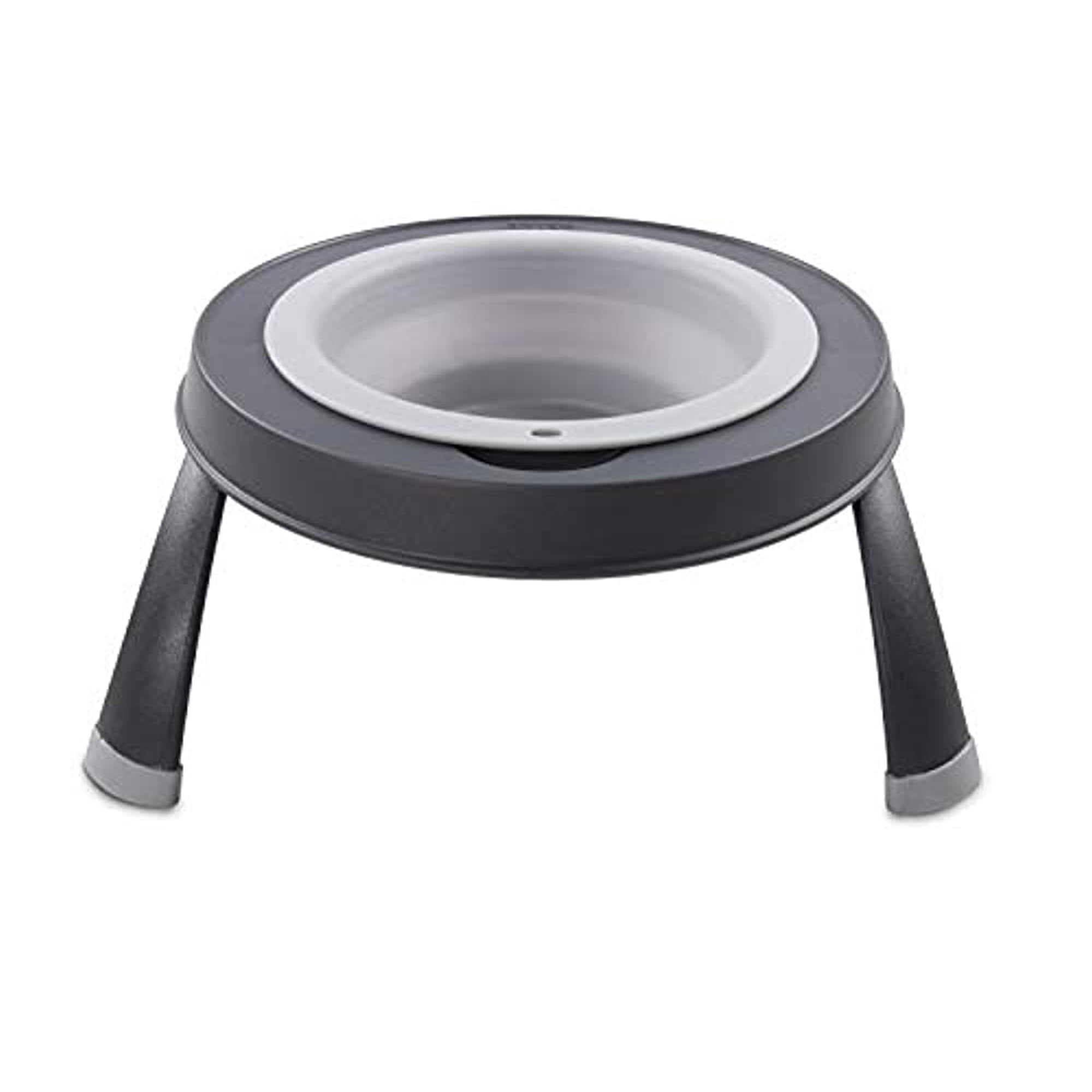Dexas Pets Single Elevated Feeder Pet Bowl, 4 Cup Capacity, Light Gray, Large