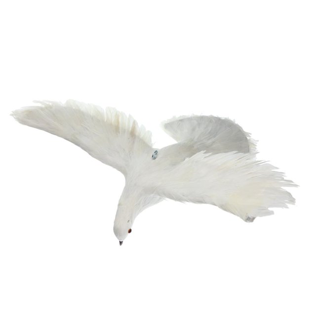 Estatua De Pájaros Falsos Con Grúa De Paloma Emplumada Artificial - Decoración Divertida De Adornos De Esculturas - Figuras De Arte De Patio Interior 4 blanco Soledad Decoy Pigeon Artificial