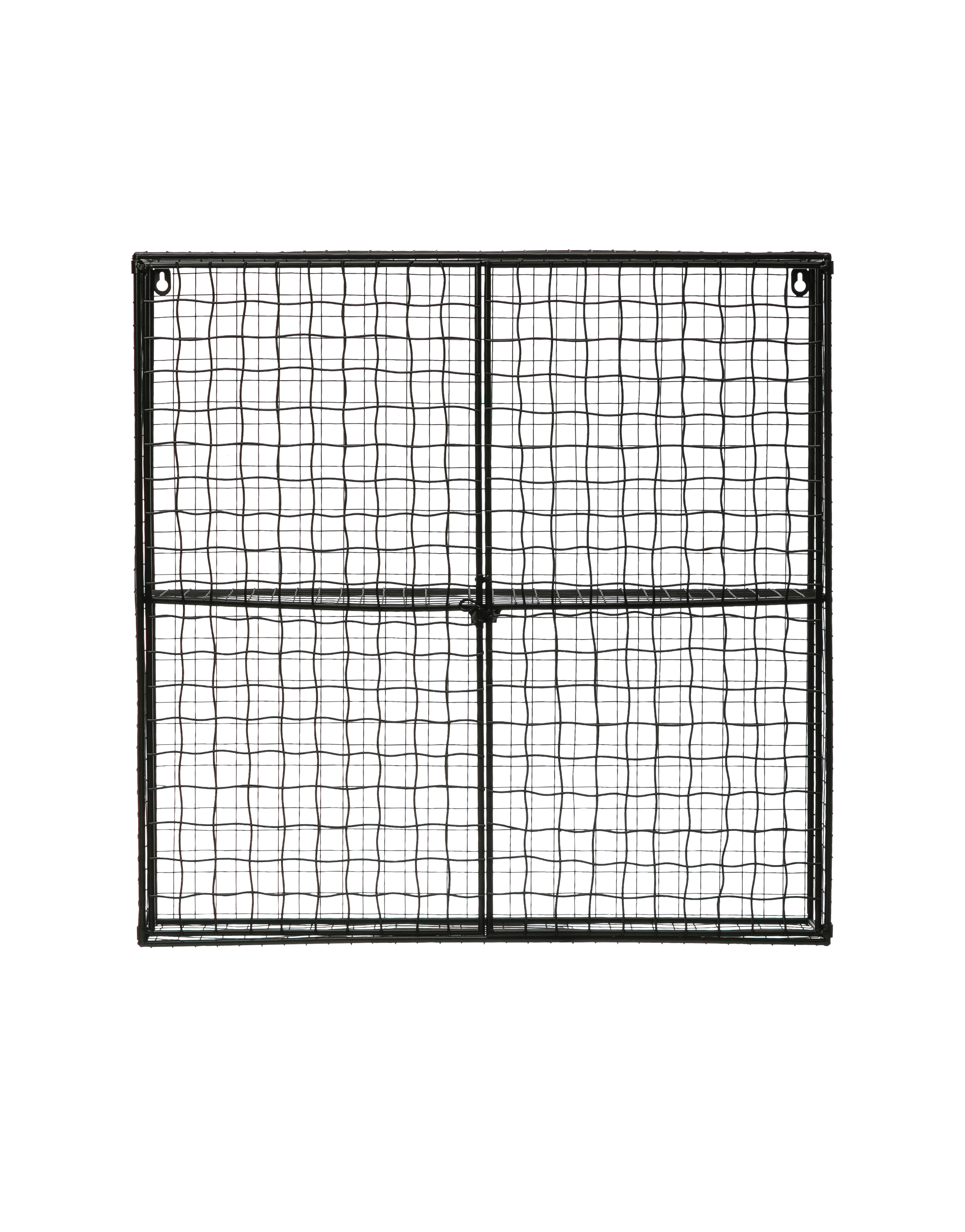 Bloomingville 23.75" Square Metal Wire Wall Shelf with 2 Shelves & 2