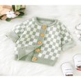 thumbnail image 4 of Infant Baby Boy Girl Autumn Winter Sweater Checkerboard Pattern Long Sleeve Round Neck Pullover Button-Down Knitwear Cardigan, 4 of 7