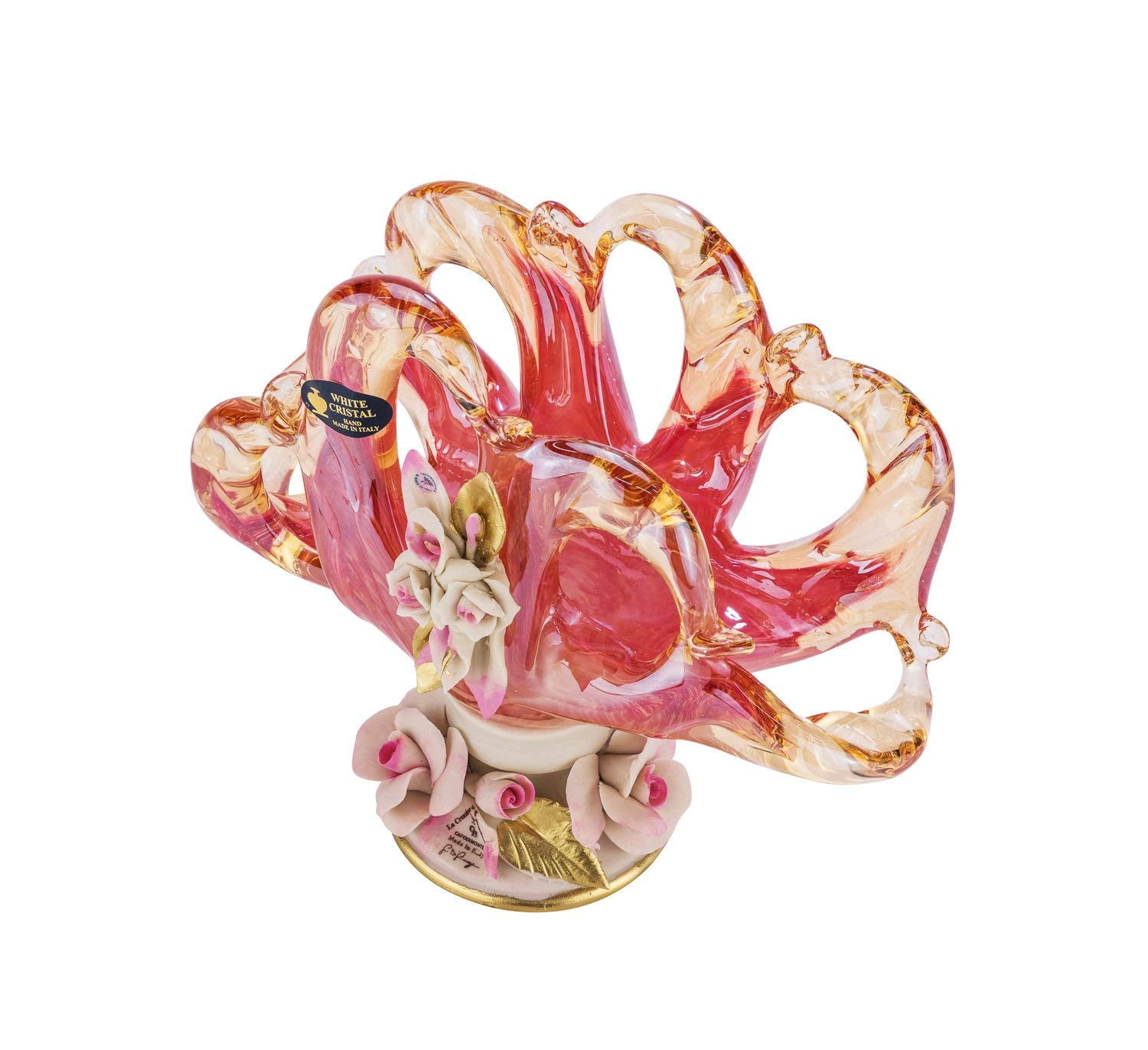 Murano Glass Napkin Holder Vase Decorative Centerpiece Vintage Design