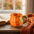 thumbnail image 7 of ALORINA Ceramic Pumpkin Shaped Coffee Mug with Green Leaf Handle, Fall Holiday Drinkware Cup for Tea, Latte, Hot Cocoa, Halloween Thanksgiving Gift for Home and Office, 7 of 7