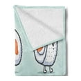 thumbnail image 2 of Wasabi Soft Flannel Fleece Throw Blanket, Funny Cartoon of Happy Sushi Characters Japanese Traditional Cuisine, Cozy Plush for Indoor and Outdoor Use, 50" x 60", Multicolor, by Ambesonne, 2 of 5