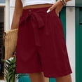 thumbnail image 6 of Iyufng Shorts for Women Plus Size Shorts,Women's Casual Shorts with Elastic Waist Tether Solid Color Straight Leg Short Pants, 6 of 7